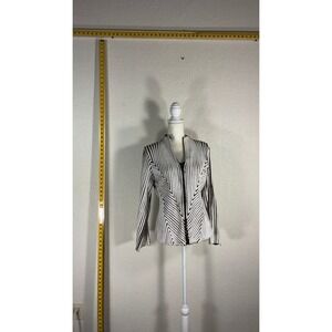 Alexandra Rosati Black White Chevron Stripe Zip Jacket Rhinestone Size 10